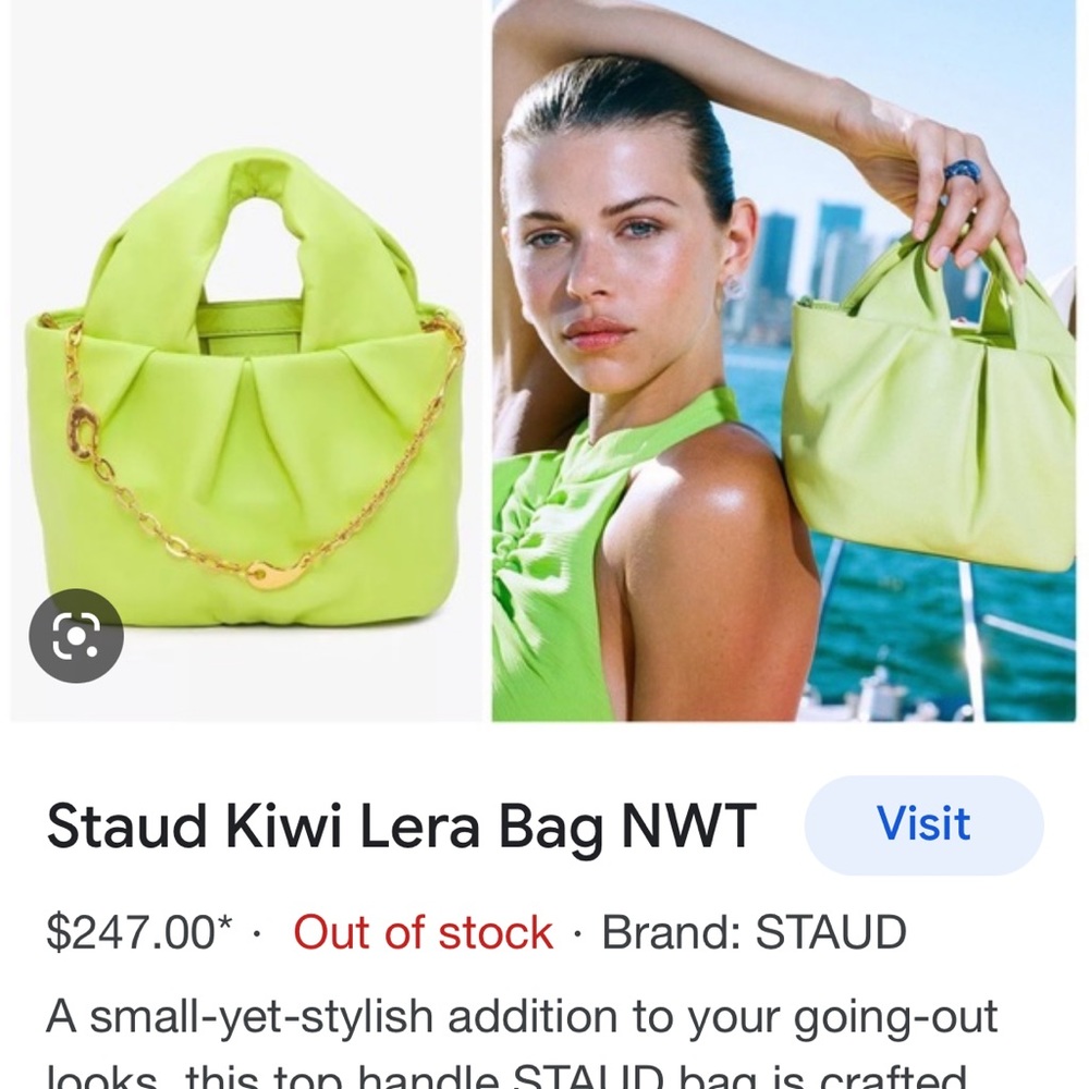 STAUD Lera Kiwi Mini Bag Purse Small Handbag Soft‎ Leather